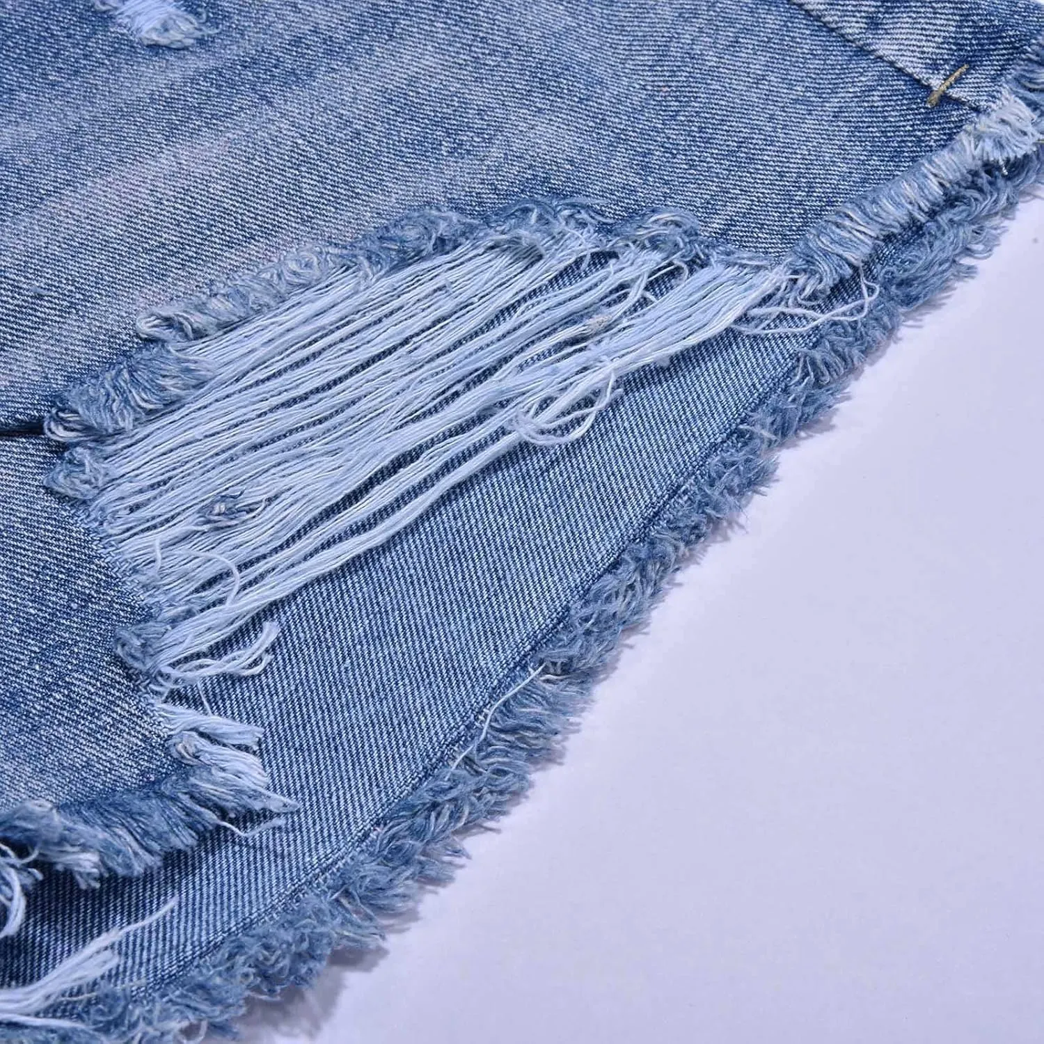 Ripped Jeans Shorts Womens High Waisted Distressed Stretchy Denim Shorts Frayed Raw Hem Summer Trendy Comfy Shorts