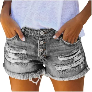 Rvidbe Jean Shorts for Women Juniors Casual Summer Comfy High Waisted Stretchy Ripped Denim Shorts with Pockets Jean Shorts for Women Shorts for Women Casual Summer