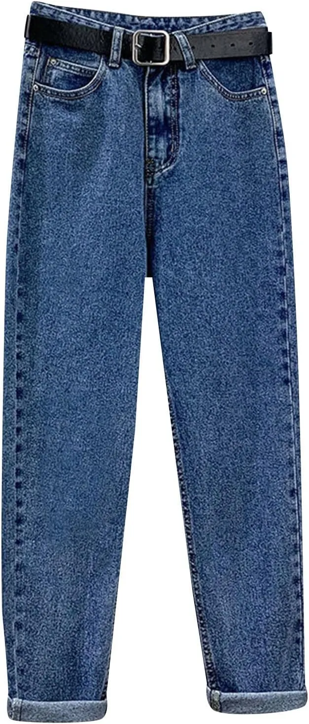 sdbrld Fleece Lined Jeans Women,Womens Fleece Lined Jeans Warm Winter Thermal Jeans Thicken Loose Stretch Denim Pants Tights