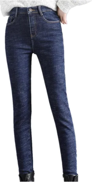 sdbrld Fleece Lined Jeans Women,Womens Fleece Lined Jeans Warm Winter Thermal Jeans Thicken Skinny Stretch Denim Pants Tights