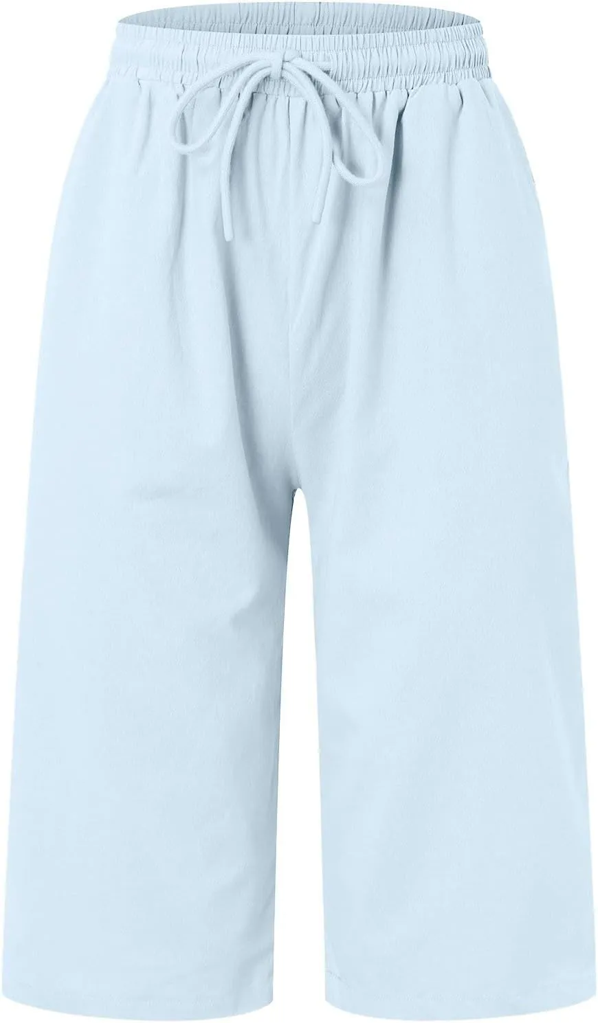 sdbrld Linen Shorts for Women Pull On Knee-Length Bermuda Shorts Plus Size Drawstring Casual Summer High Waisted Shorts 2024