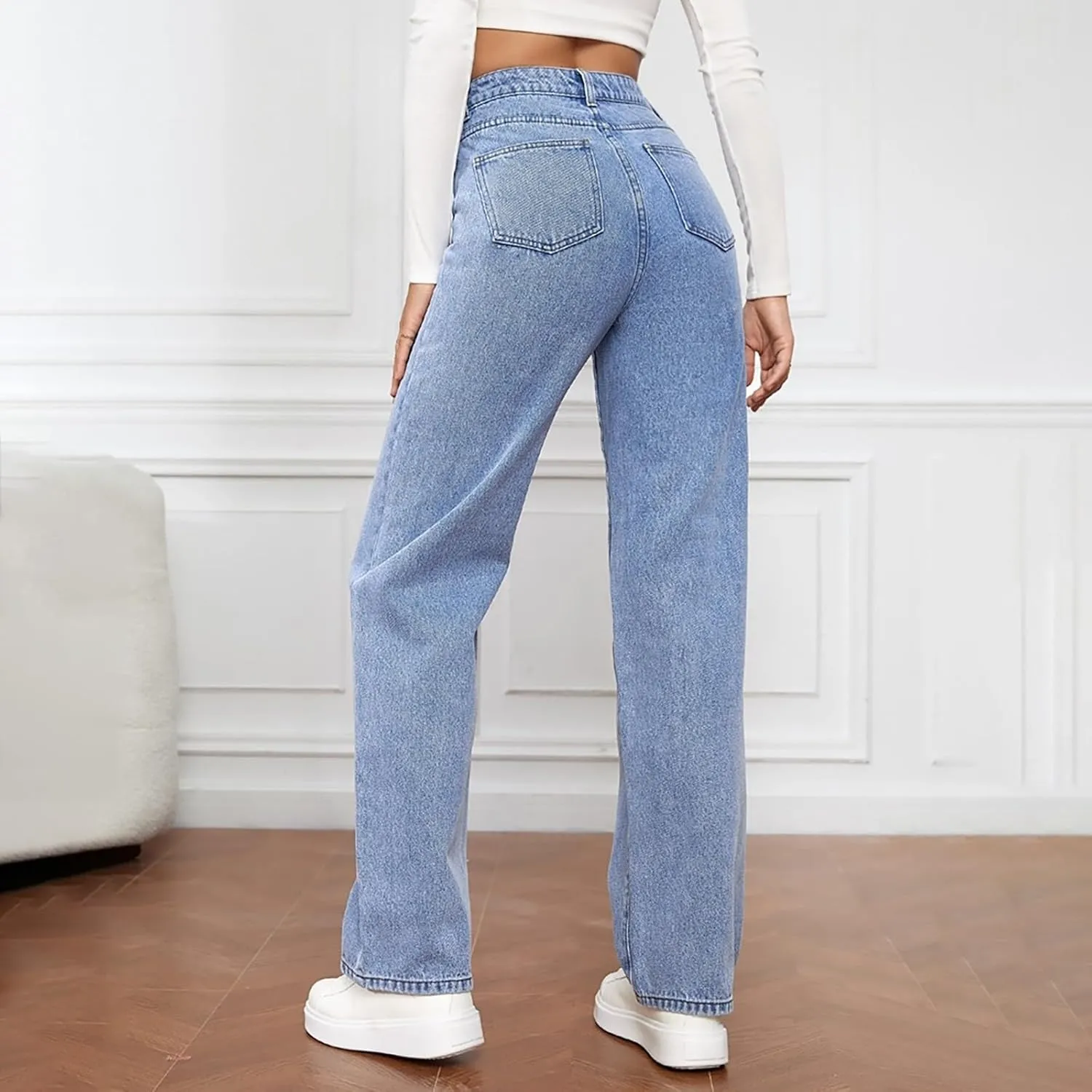 Seraphae Sweatpant Jeans Women, Comfort Jeans Denim High Waited Baggy Wide Leg with Stretch Sweatpant