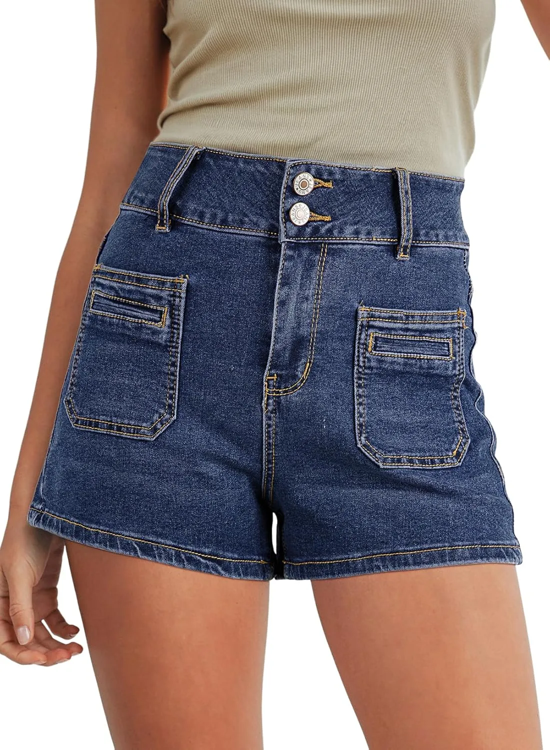 Sidefeel Women's Jean Shorts High Waisted Tummy Control Stretchy Summer Denim Shorts