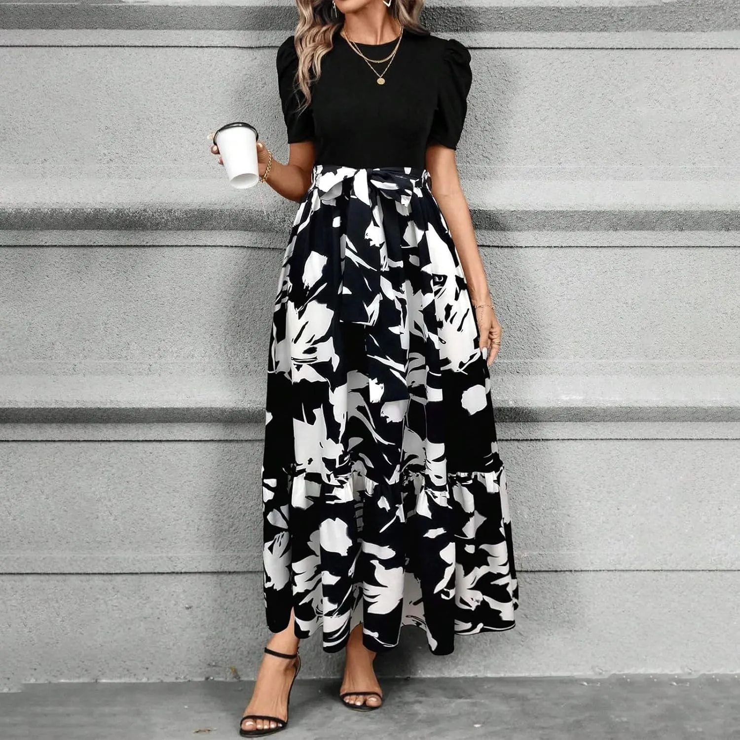 Spring Dresses for Women 2025,Wedding Guest Summer Wrap Dress for Women Patchwork Womens Easter Dresses Formal