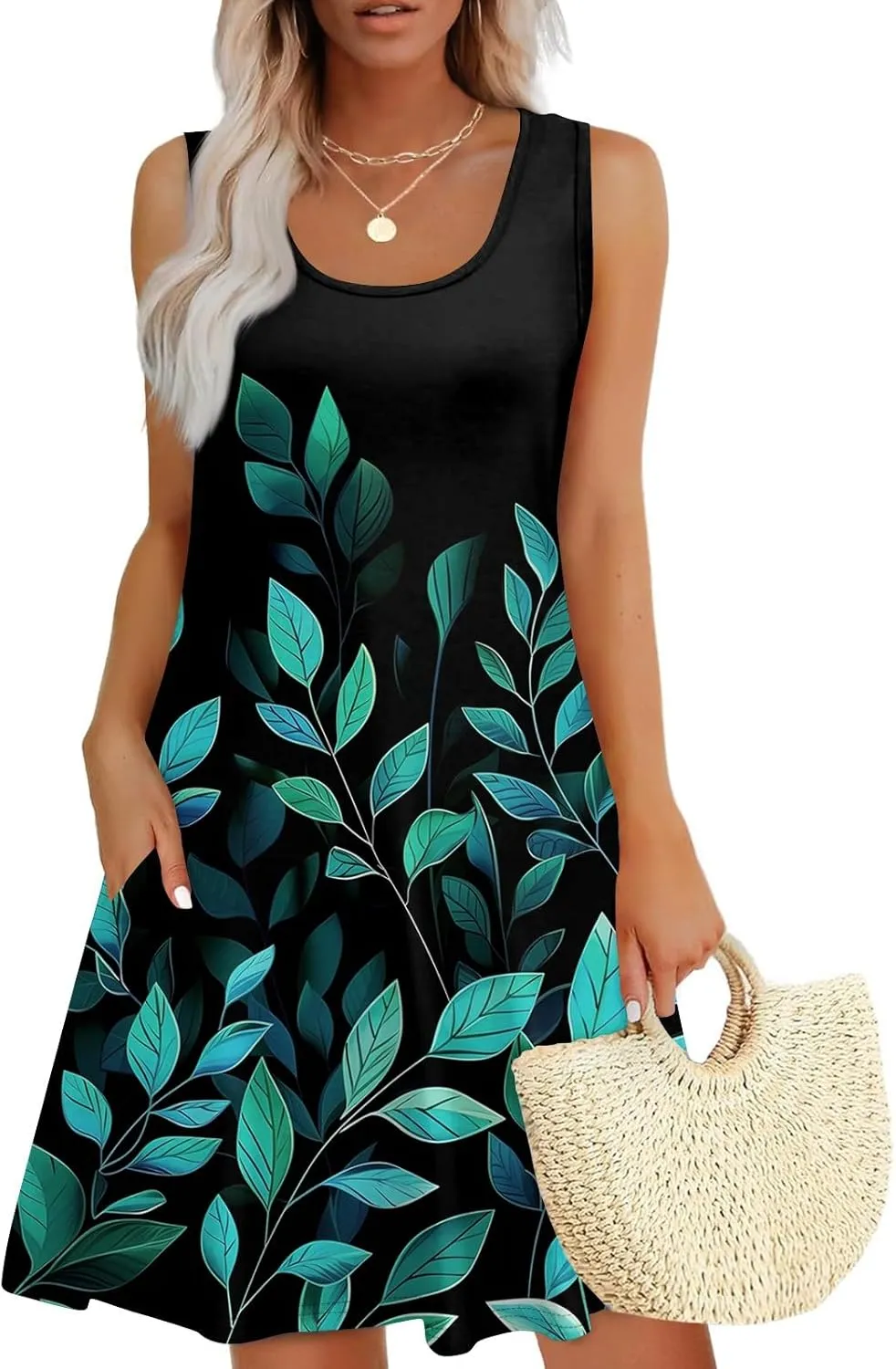 Spring Dresses for Women Sundresses Boho Dress Sleeveless Tank Dress Basic Short Dress Summer Flowy Beach Dresses