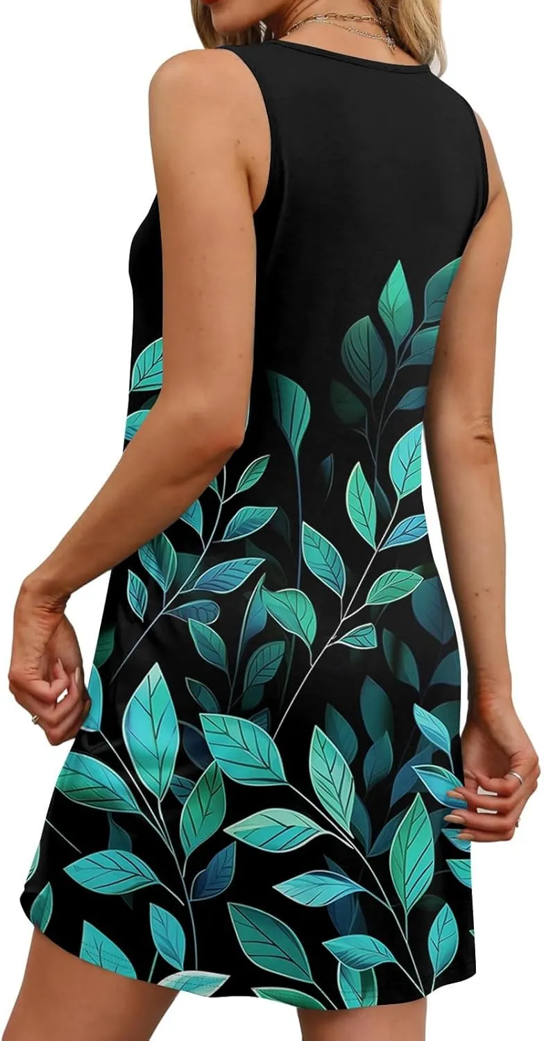 Spring Dresses for Women Sundresses Boho Dress Sleeveless Tank Dress Basic Short Dress Summer Flowy Beach Dresses