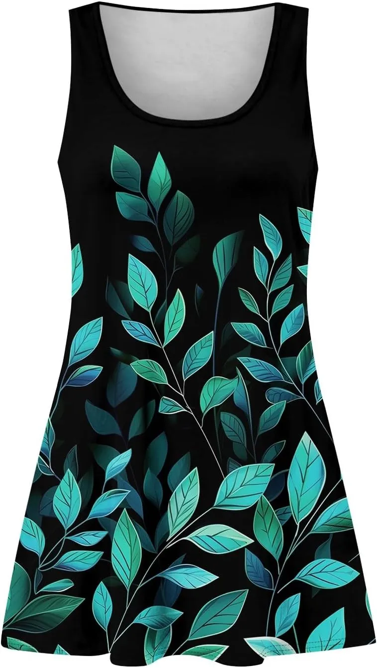 Spring Dresses for Women Sundresses Boho Dress Sleeveless Tank Dress Basic Short Dress Summer Flowy Beach Dresses