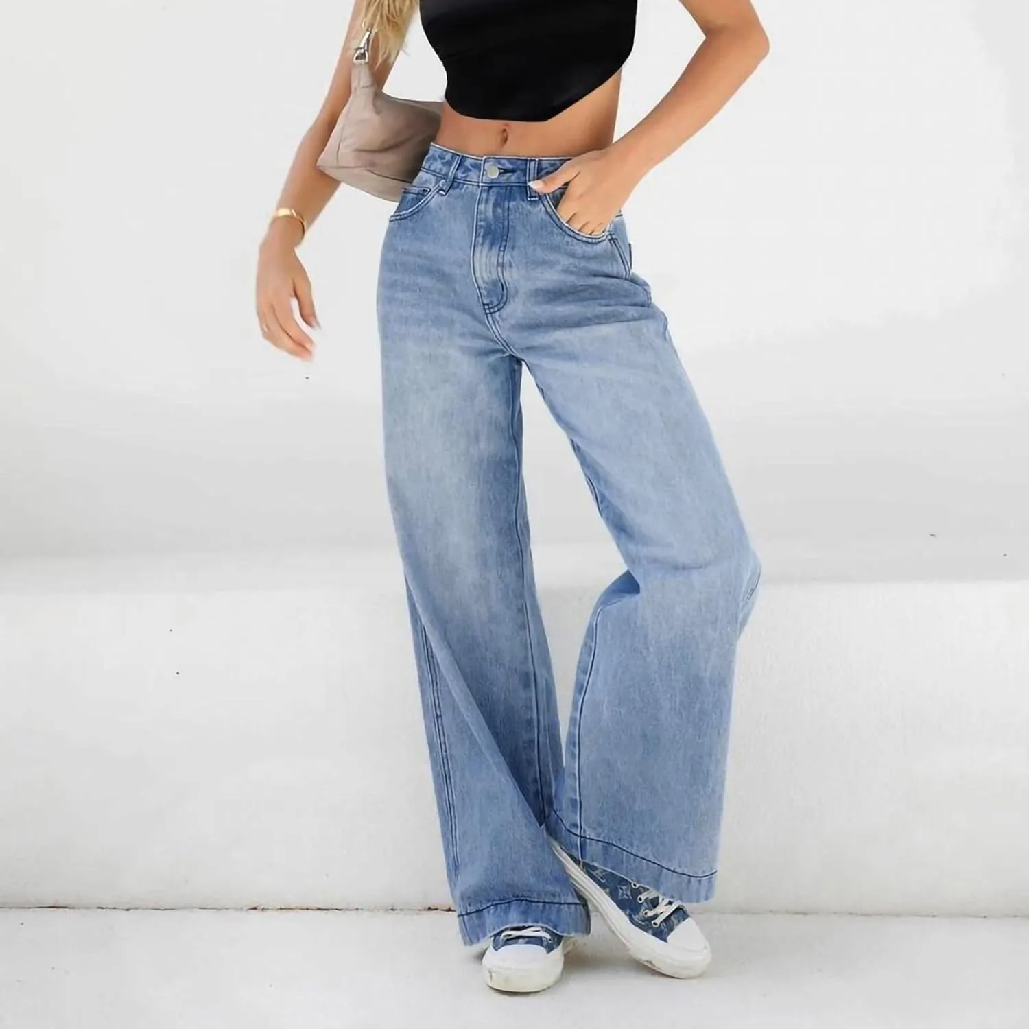 Stretch Jeans for Women Beige Pants for Women Jeans for Women High Waist Wide Leg Jeans Plus Size Black Jeans