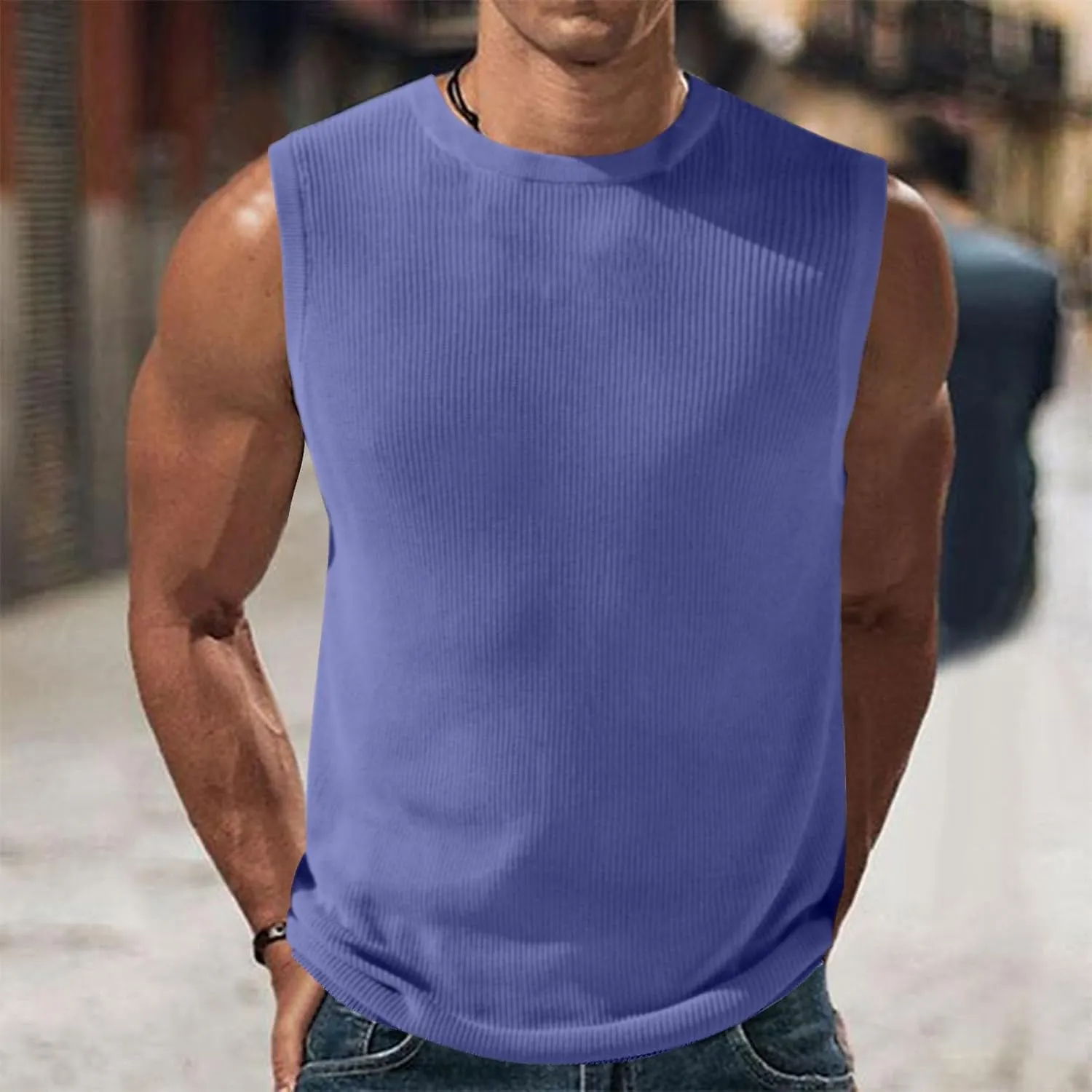 Summer Cotton Tank Tops for Men 2025 Plus Size Solid Colour Sleeveless Shirts Crewneck Quick Dry Athletic Gym Clothes
