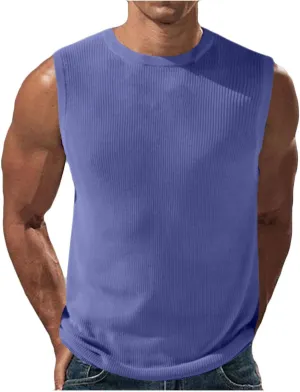 Summer Cotton Tank Tops for Men 2025 Plus Size Solid Colour Sleeveless Shirts Crewneck Quick Dry Athletic Gym Clothes