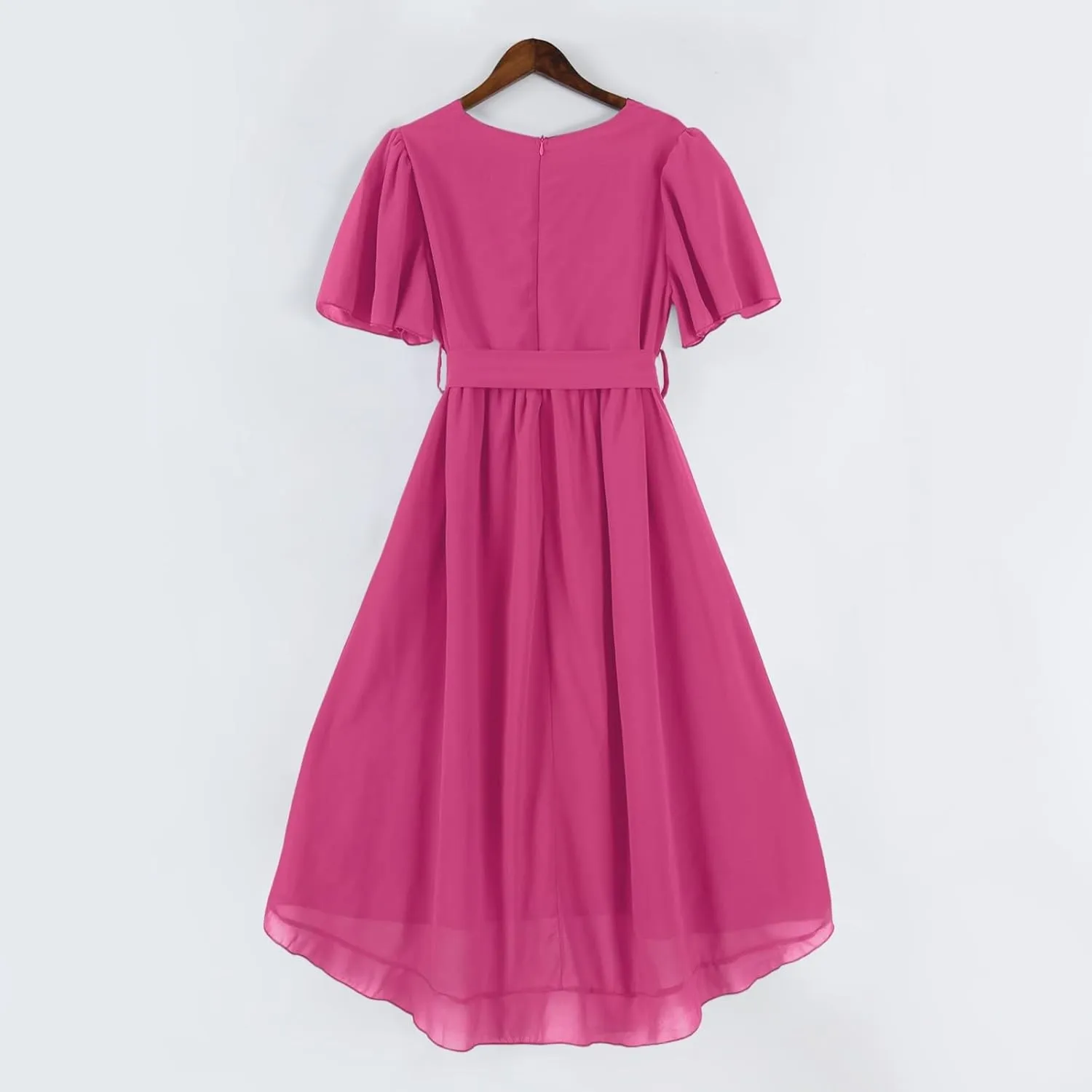 Summer Dresses for Women 2025 Boho Floral Printed Chiffon Dresses V Neck Belted Wedding Guest Dress Prom Midi Dresses