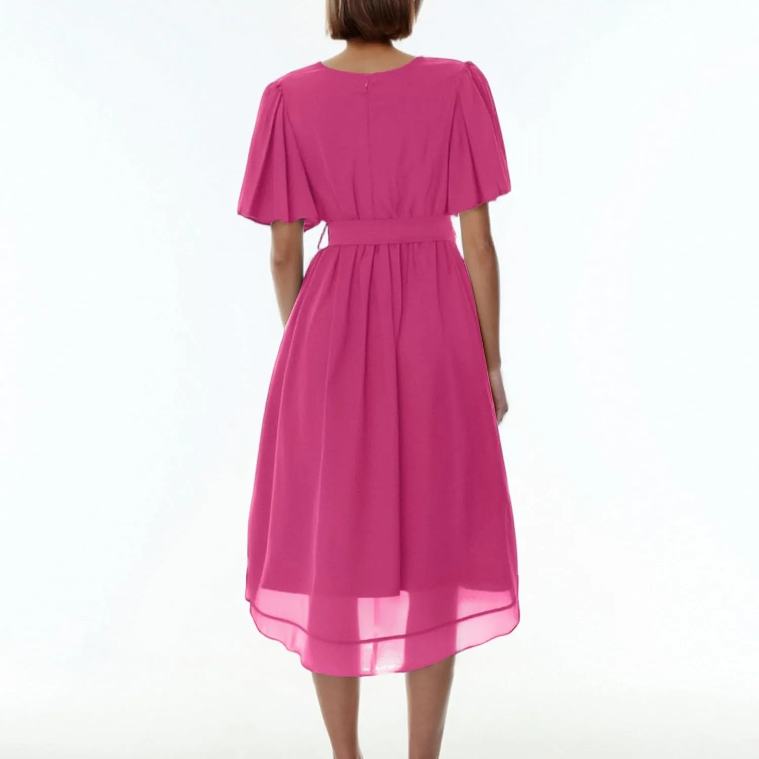 Summer Dresses for Women 2025 Boho Floral Printed Chiffon Dresses V Neck Belted Wedding Guest Dress Prom Midi Dresses