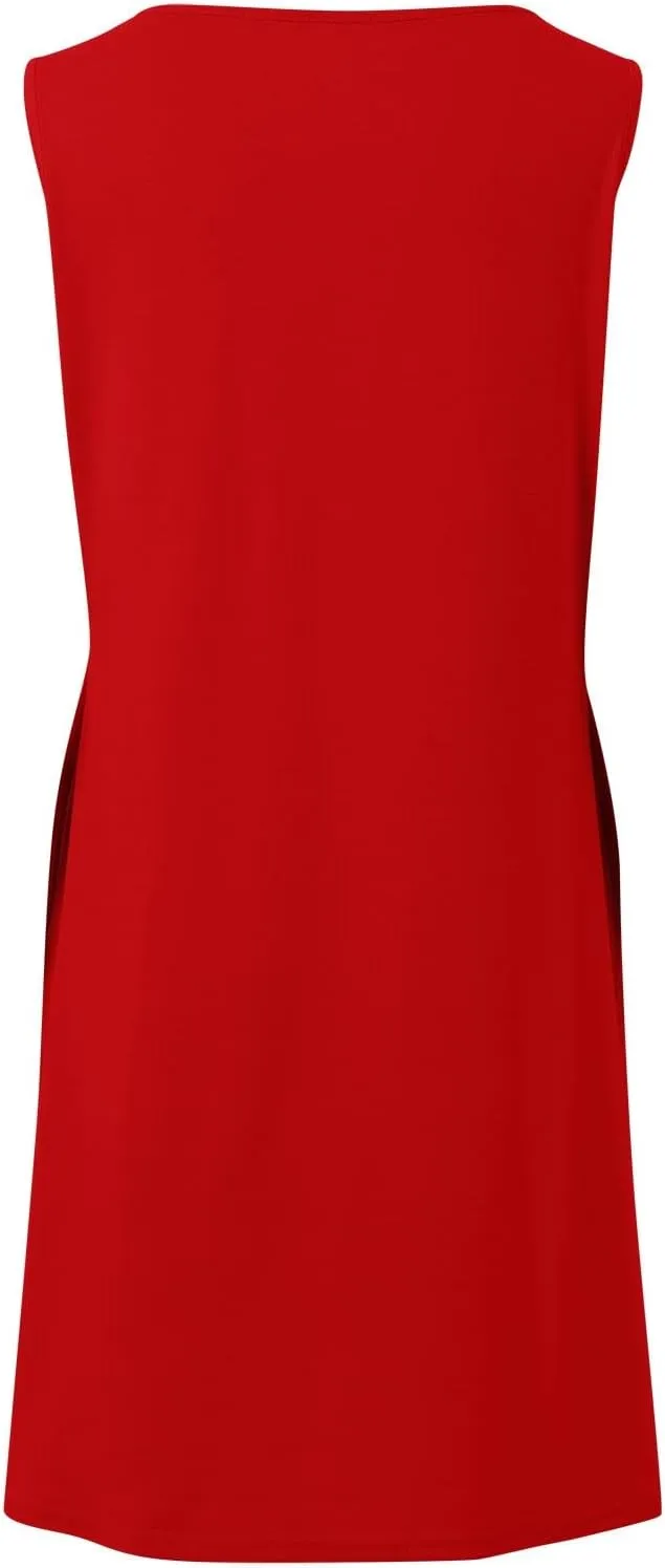Summer Dresses for Women 2025 Loose Casual Crew Neck Sleeveless Sun Dresses with Pockets Beach Vacation Clothes