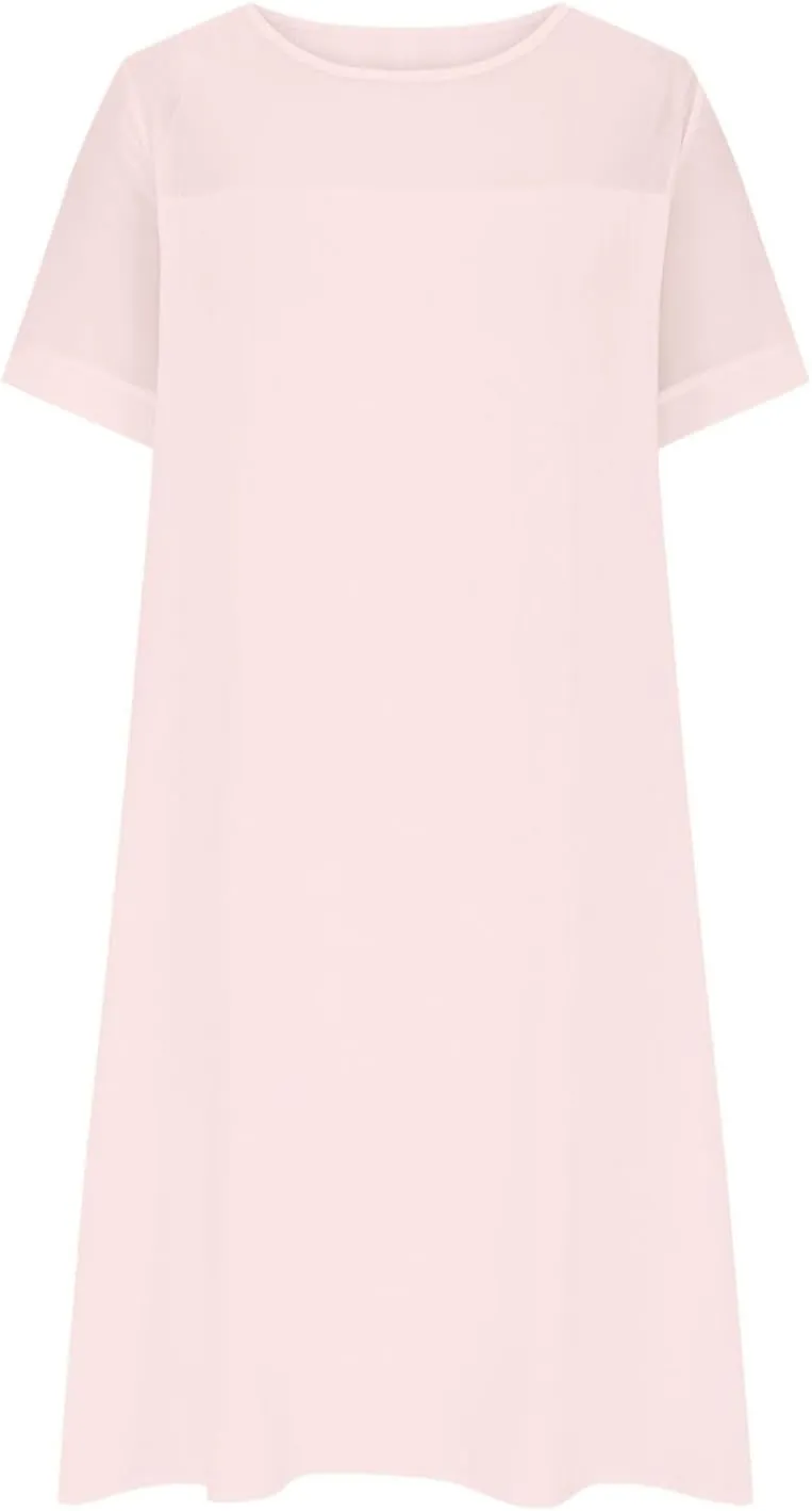 Summer Dresses for Women 2025 Short Sleeve Crewneck Casual Shirt Dress Spring Flowy Sun Dress