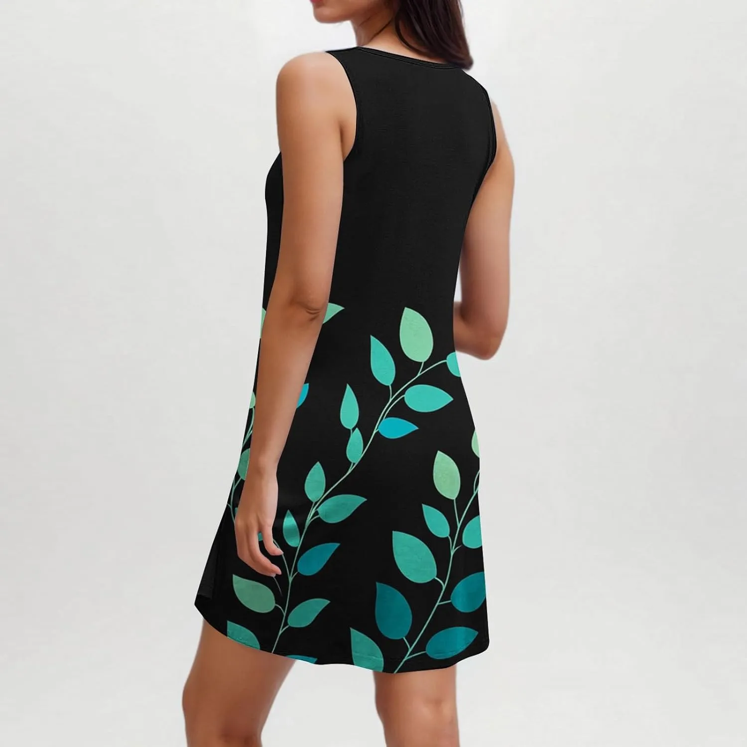 Summer Dresses for Women 2025,Floral Graphic Sleeveless Tank Dress Loose Casual Shift Dress
