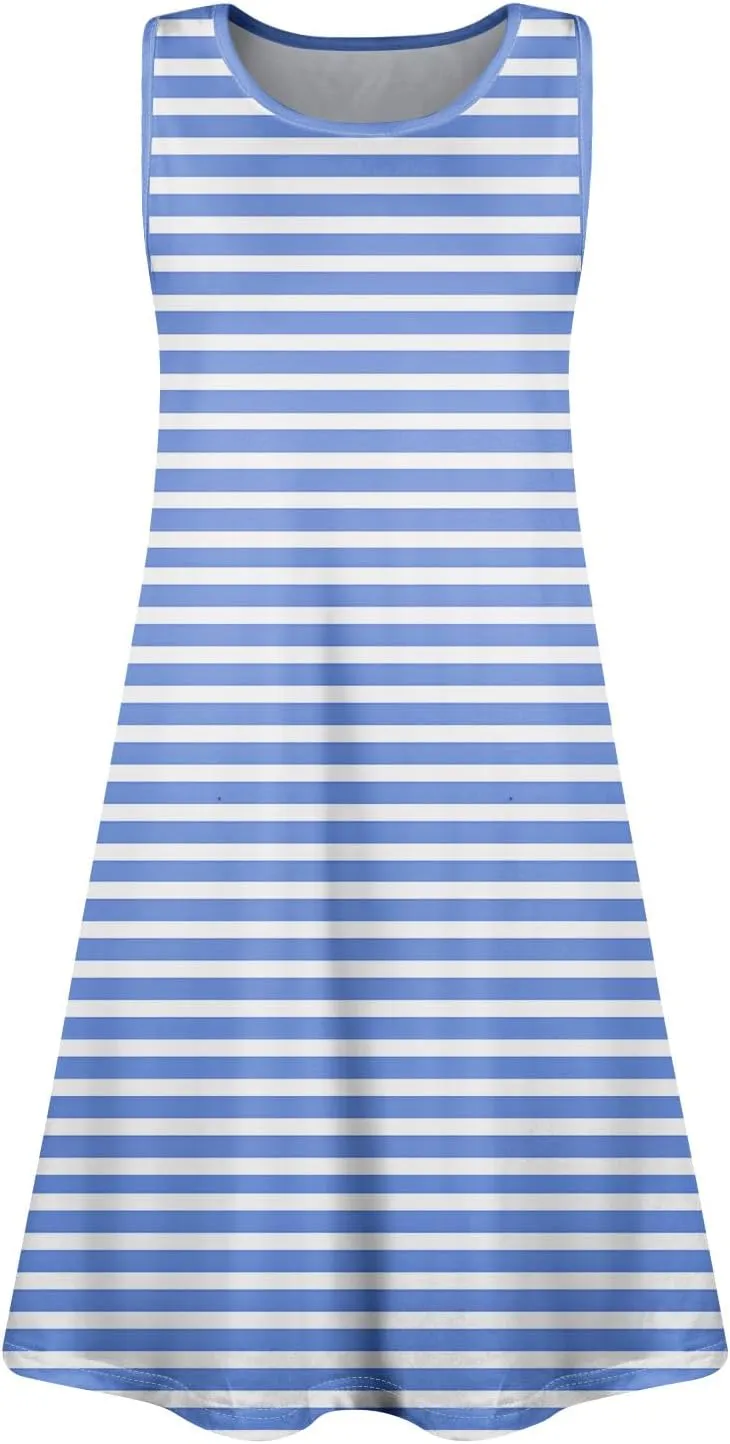 Summer Dresses for Women Sundress Beach Dress Sleeveless Mini Tank Dress Patterned Hawaiian Vest Dresses with Pocket