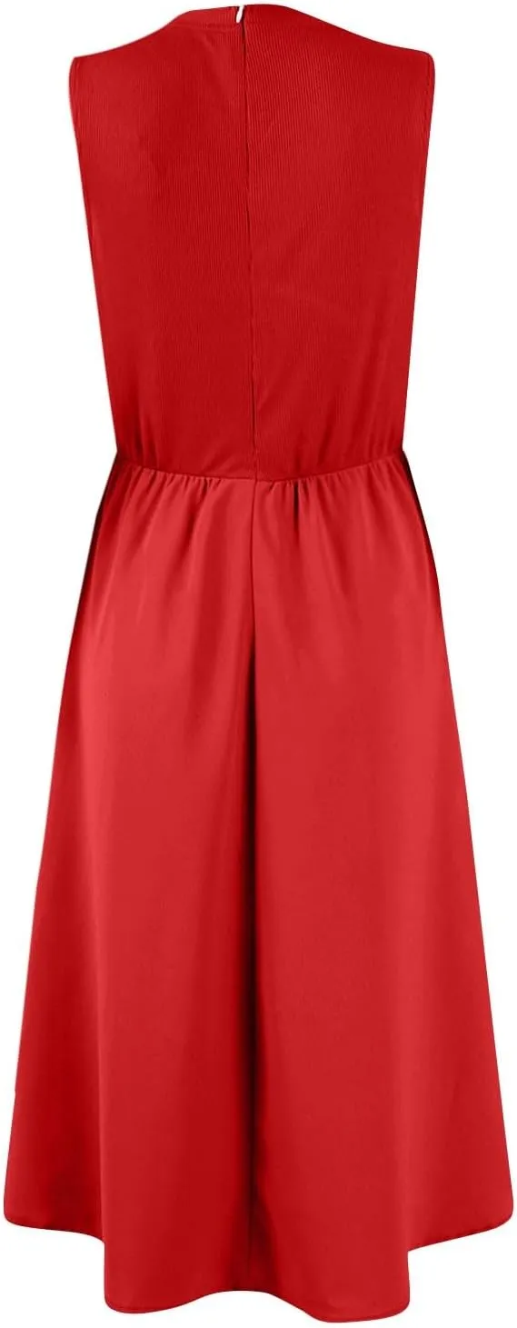 Summer Dresses for Women Sundresses Empire Waist Dresses Tank Dress Work Wrap Dress Ruffle with Pockets