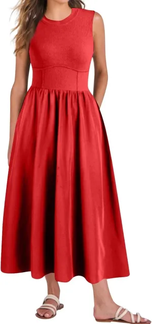 Summer Dresses for Women Sundresses Empire Waist Dresses Tank Dress Work Wrap Dress Ruffle with Pockets
