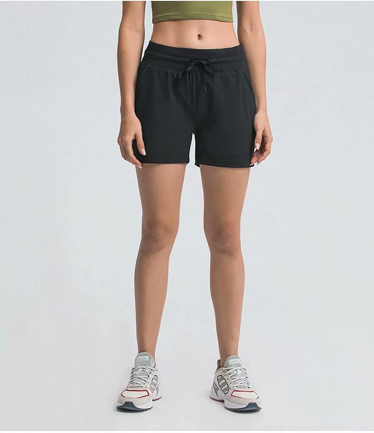 Summer Quick-Dry Drawstring Waist Running Shorts Women Sports Workout Shorts Gym Athletic Shorts with Pockets