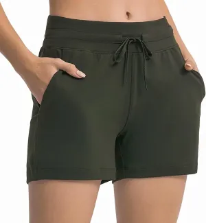 Summer Quick-Dry Drawstring Waist Running Shorts Women Sports Workout Shorts Gym Athletic Shorts with Pockets