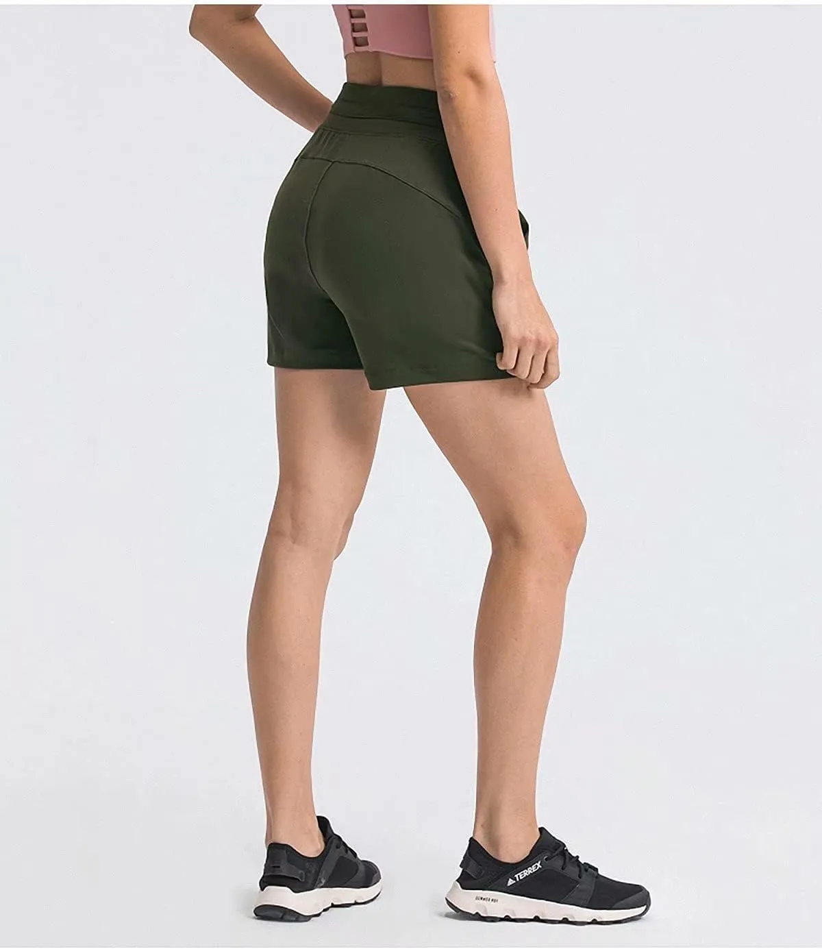 Summer Quick-Dry Drawstring Waist Running Shorts Women Sports Workout Shorts Gym Athletic Shorts with Pockets