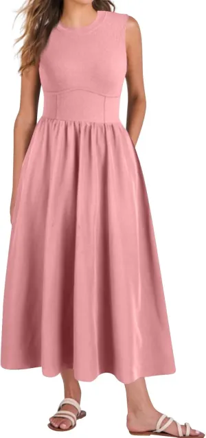 Summer Sundresses for Women Sundresses Ruched Knee Length Dress Tank Dress Sleeveless Casual Wrap Dresses with Pockets