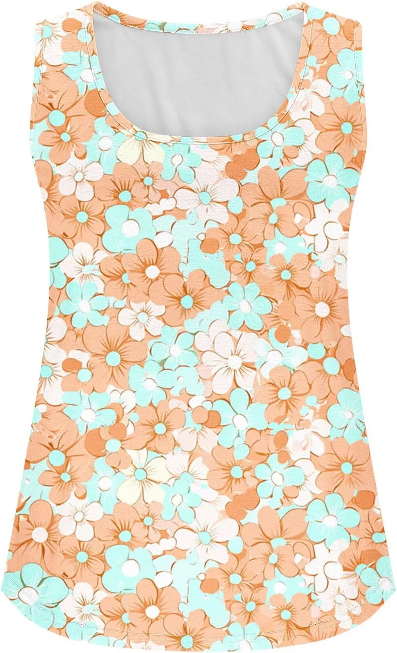 Summer Tank Tops for Women 2025 Printed V Neck Sleeveless Casual Tunic Camisole Soft Beach Vacation Dressy Tank Top
