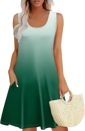 Sun Dress for Women Tank Dress Spring Work Dress Vintage Dress Sleeveless Hawaiian Short Dress Summer with Pocket