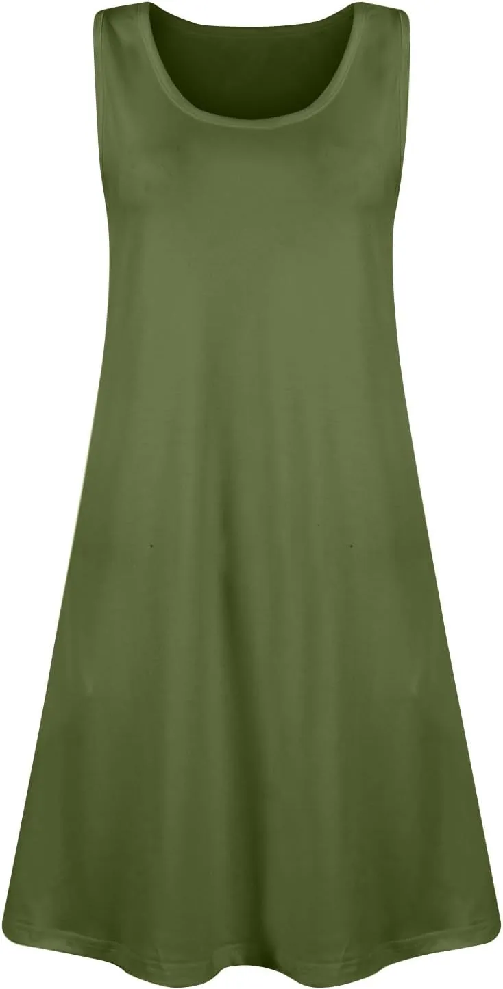 Sundress for Curvy Women Tank Dress Spring Casual Dresses Aline Summer Dress Sleeveless Loose Vest Dress with Pocket