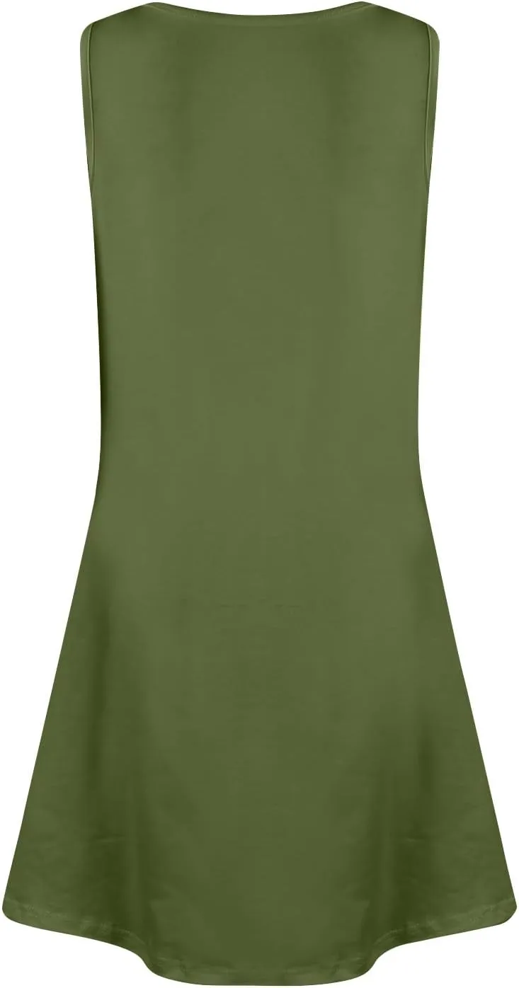 Sundress for Curvy Women Tank Dress Spring Casual Dresses Aline Summer Dress Sleeveless Loose Vest Dress with Pocket