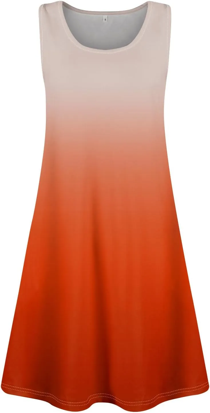 Sundress for Woman Tank Dress Spring Beach Dress A Line Dresses Sleeveless Patterned Boho Dress Summer with Pocket