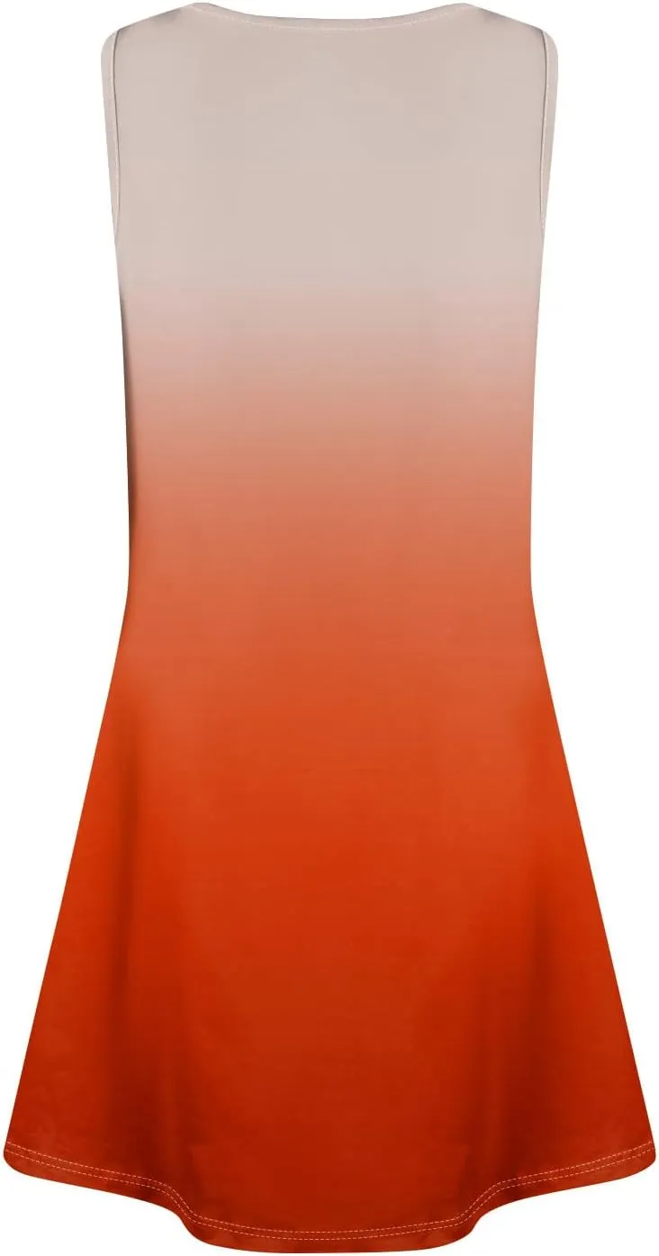 Sundress for Woman Tank Dress Spring Beach Dress A Line Dresses Sleeveless Patterned Boho Dress Summer with Pocket