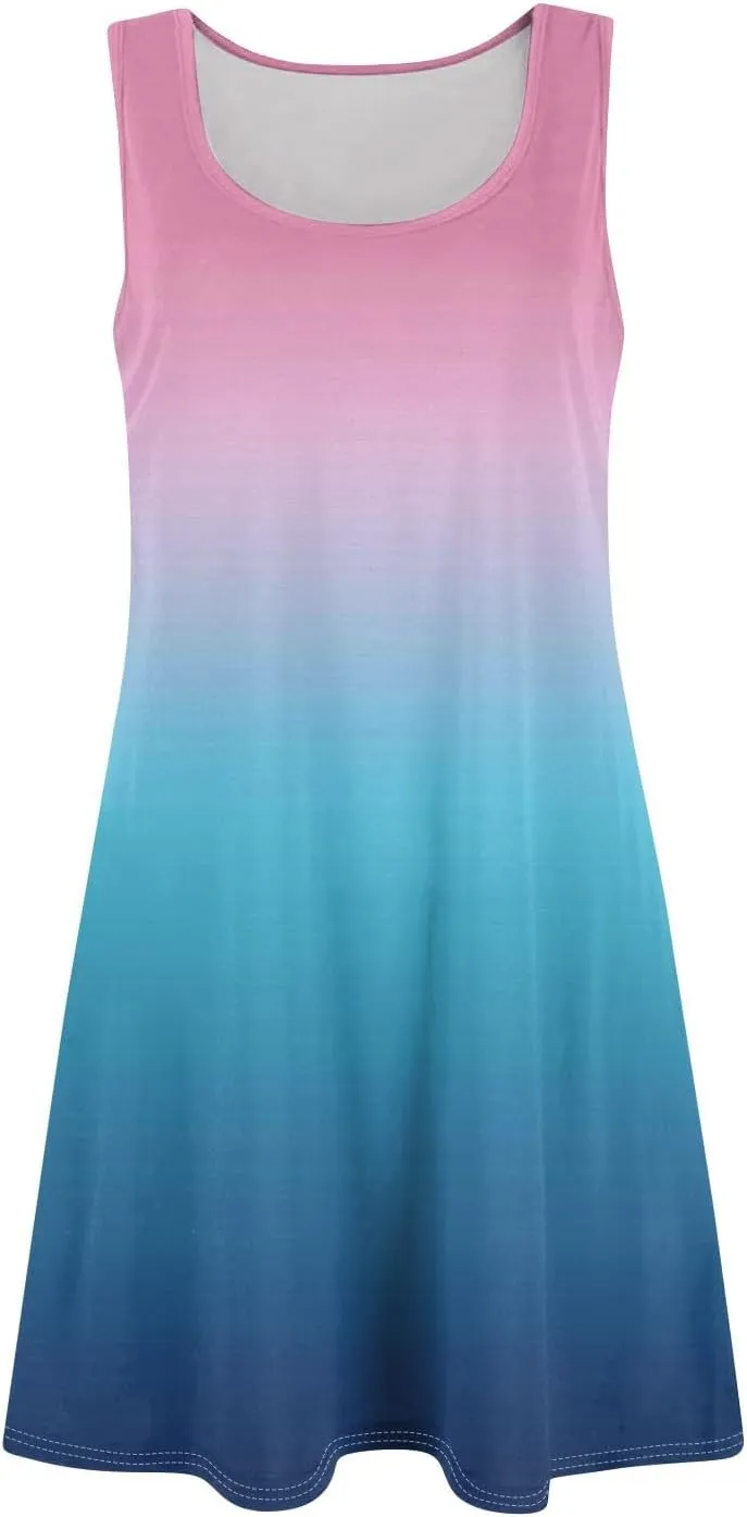 Sundresses for Women Tank Dress Summer Beach Dress Cover Up Short Dresses Sleeveless Cute Floral Dresses with Pocket