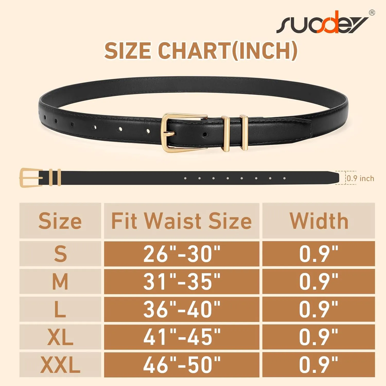SUOSDEY Womens Skinny Leather Belt Solid Color Waist Belt with Pin Buckle for Jeans Dress Pants