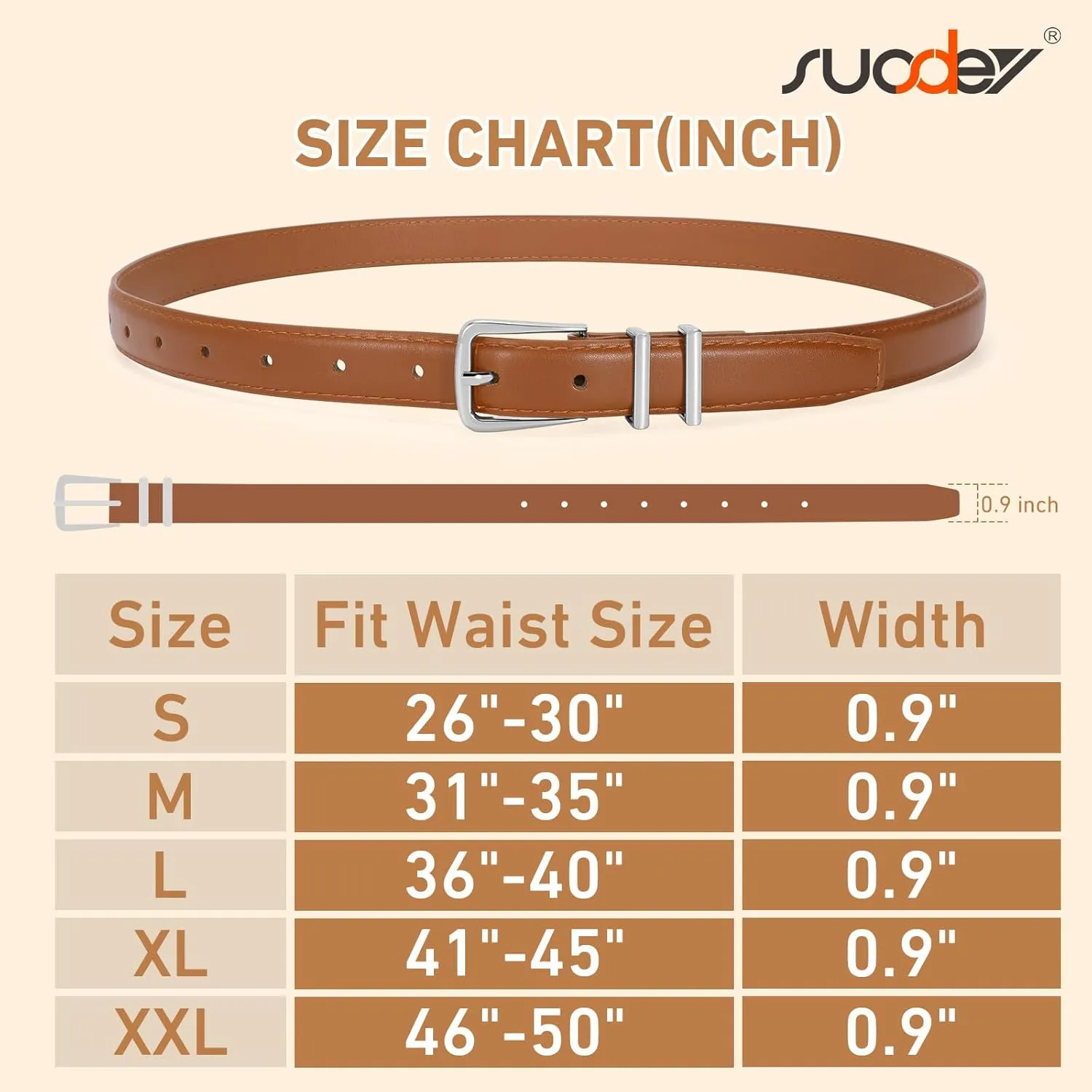 SUOSDEY Womens Skinny Leather Belt Solid Color Waist Belt with Pin Buckle for Jeans Dress Pants