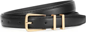 SUOSDEY Womens Skinny Leather Belt Solid Color Waist Belt with Pin Buckle for Jeans Dress Pants
