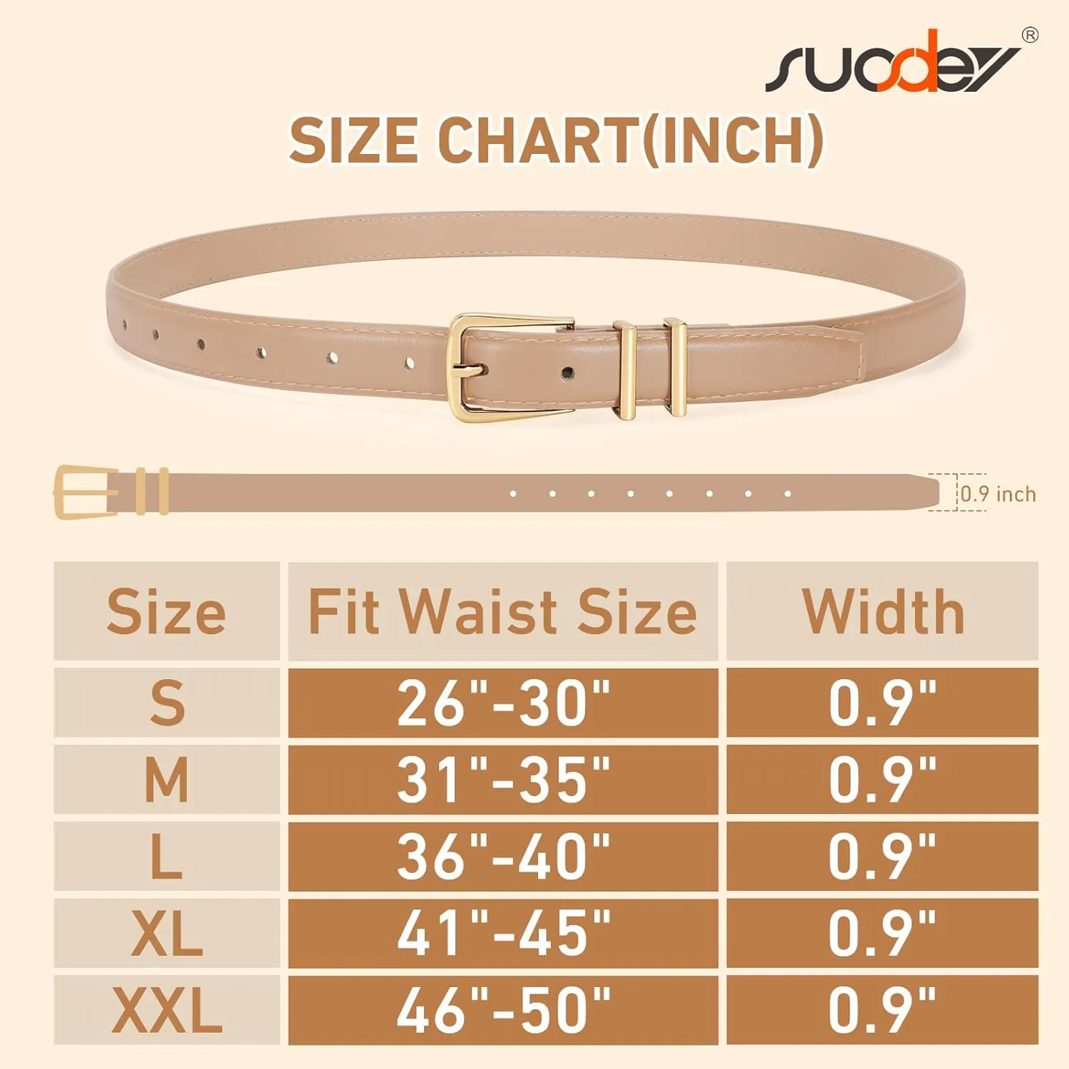 SUOSDEY Womens Skinny Leather Belt Solid Color Waist Belt with Pin Buckle for Jeans Dress Pants
