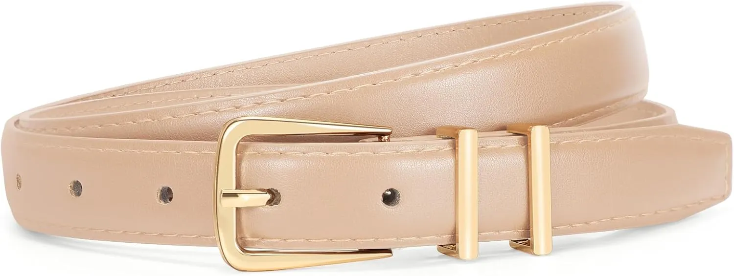 SUOSDEY Womens Skinny Leather Belt Solid Color Waist Belt with Pin Buckle for Jeans Dress Pants