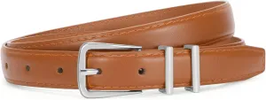 SUOSDEY Womens Skinny Leather Belt Solid Color Waist Belt with Pin Buckle for Jeans Dress Pants