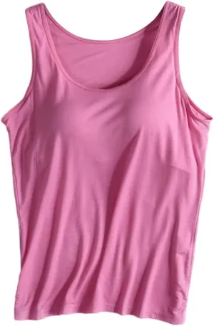 Tank Top with Built in Bra for Women Casual Summer Sleeveless Gym Crop Tops Workout Athletic Yoga Shirts