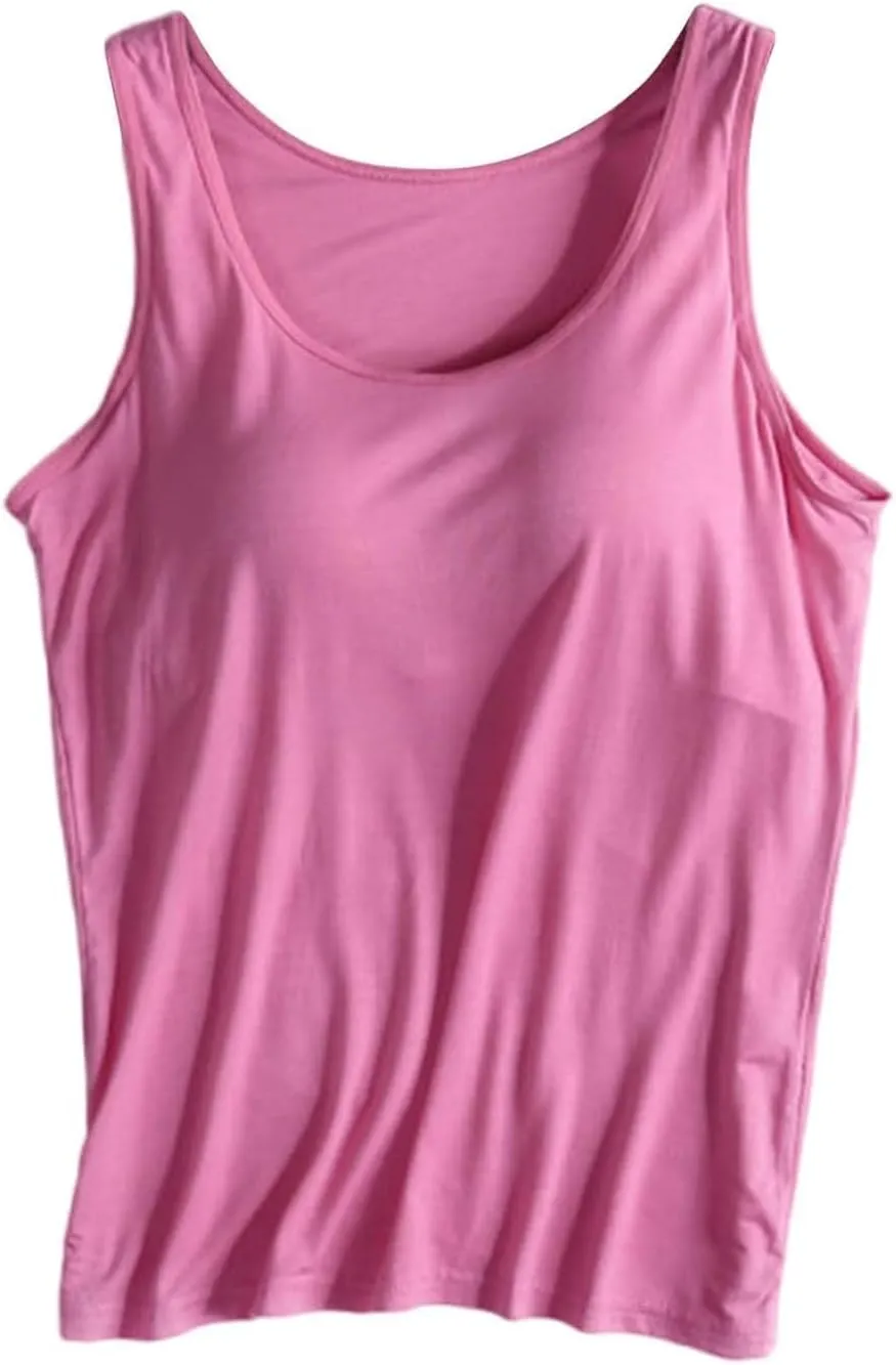 Tank Top with Built in Bra for Women Casual Summer Sleeveless Gym Crop Tops Workout Athletic Yoga Shirts