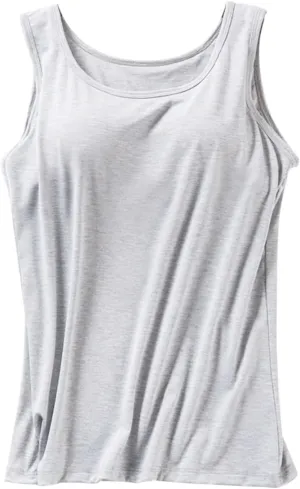 Tank Top with Built in Bra for Women Casual Summer Sleeveless Gym Crop Tops Workout Athletic Yoga Shirts