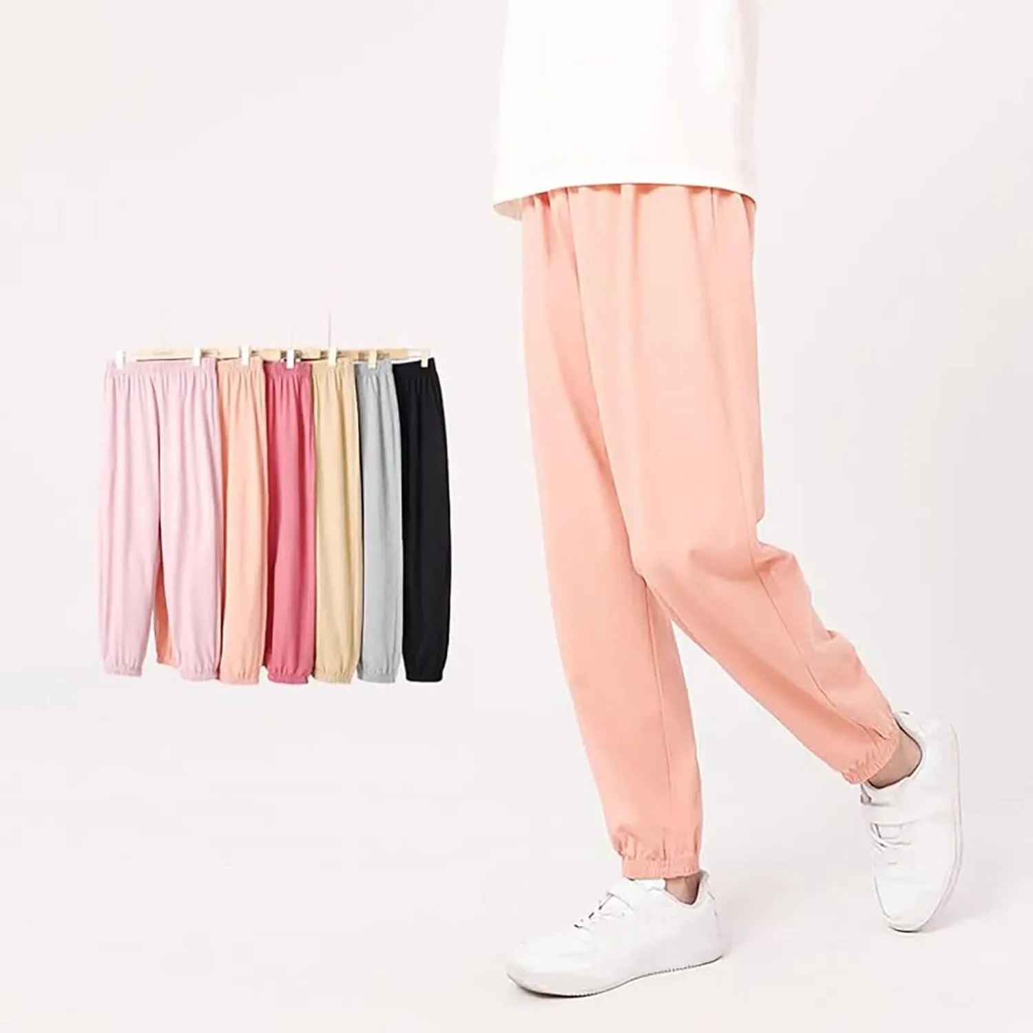Teen Boys Girls Baggy Sweatpants Kids Wide Leg Loose Pants Elastic Waist Solid Color Trousers Loose Fit Casual Joggers