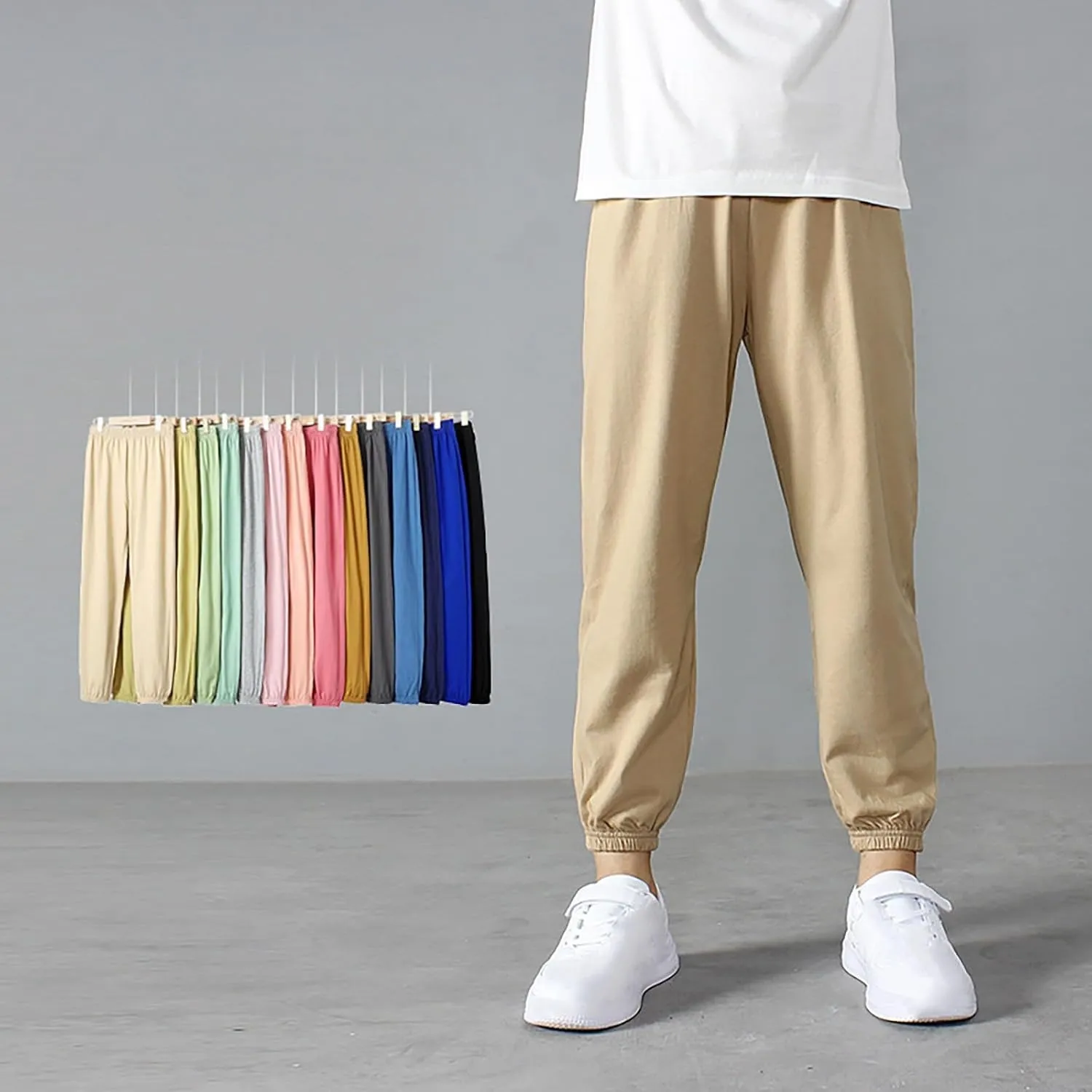 Teen Boys Girls Baggy Sweatpants Kids Wide Leg Loose Pants Elastic Waist Solid Color Trousers Loose Fit Casual Joggers
