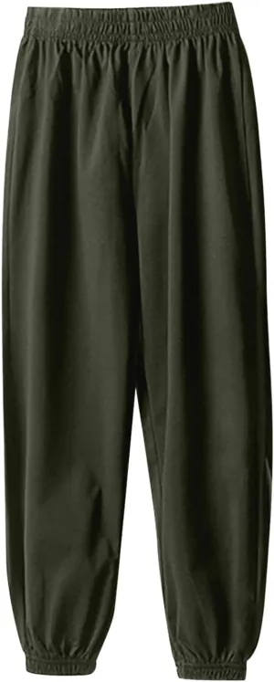 Teen Boys Girls Baggy Sweatpants Kids Wide Leg Loose Pants Elastic Waist Solid Color Trousers Loose Fit Casual Joggers