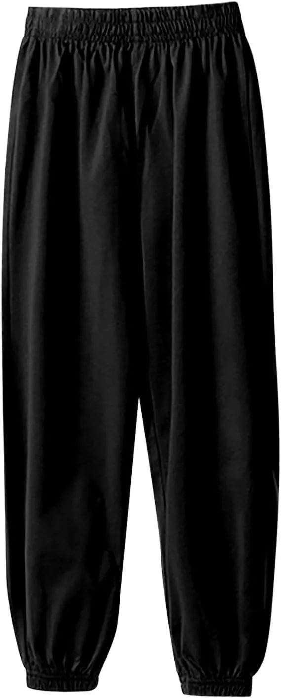 Teen Boys Girls Baggy Sweatpants Kids Wide Leg Loose Pants Elastic Waist Solid Color Trousers Loose Fit Casual Joggers