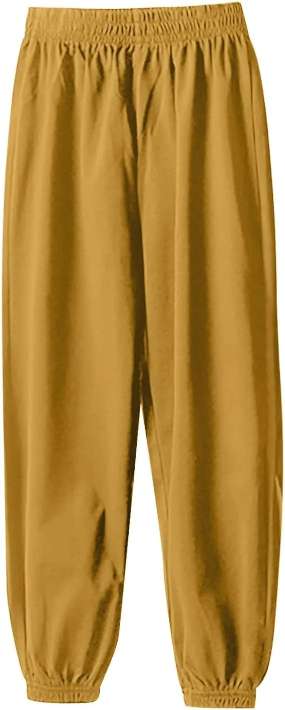 Teen Boys Girls Baggy Sweatpants Kids Wide Leg Loose Pants Elastic Waist Solid Color Trousers Loose Fit Casual Joggers