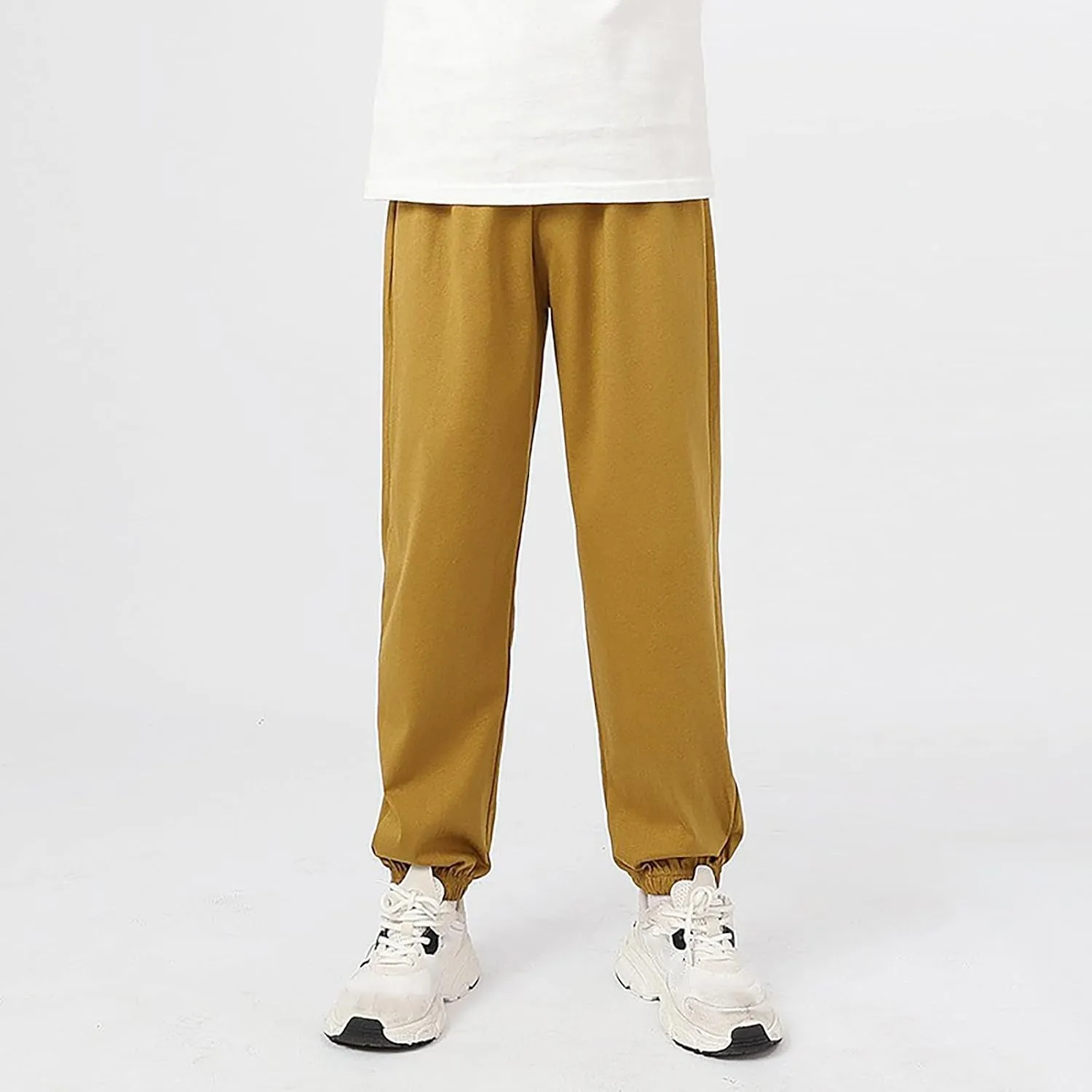 Teen Boys Girls Baggy Sweatpants Kids Wide Leg Loose Pants Elastic Waist Solid Color Trousers Loose Fit Casual Joggers