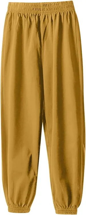 Teen Boys Girls Baggy Sweatpants Kids Wide Leg Loose Pants Elastic Waist Solid Color Trousers Loose Fit Casual Joggers