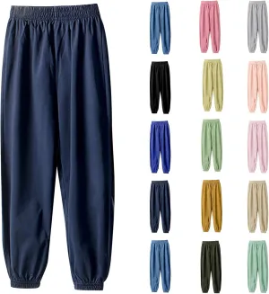 Teen Boys Girls Baggy Sweatpants Kids Wide Leg Loose Pants Elastic Waist Solid Color Trousers Loose Fit Casual Joggers
